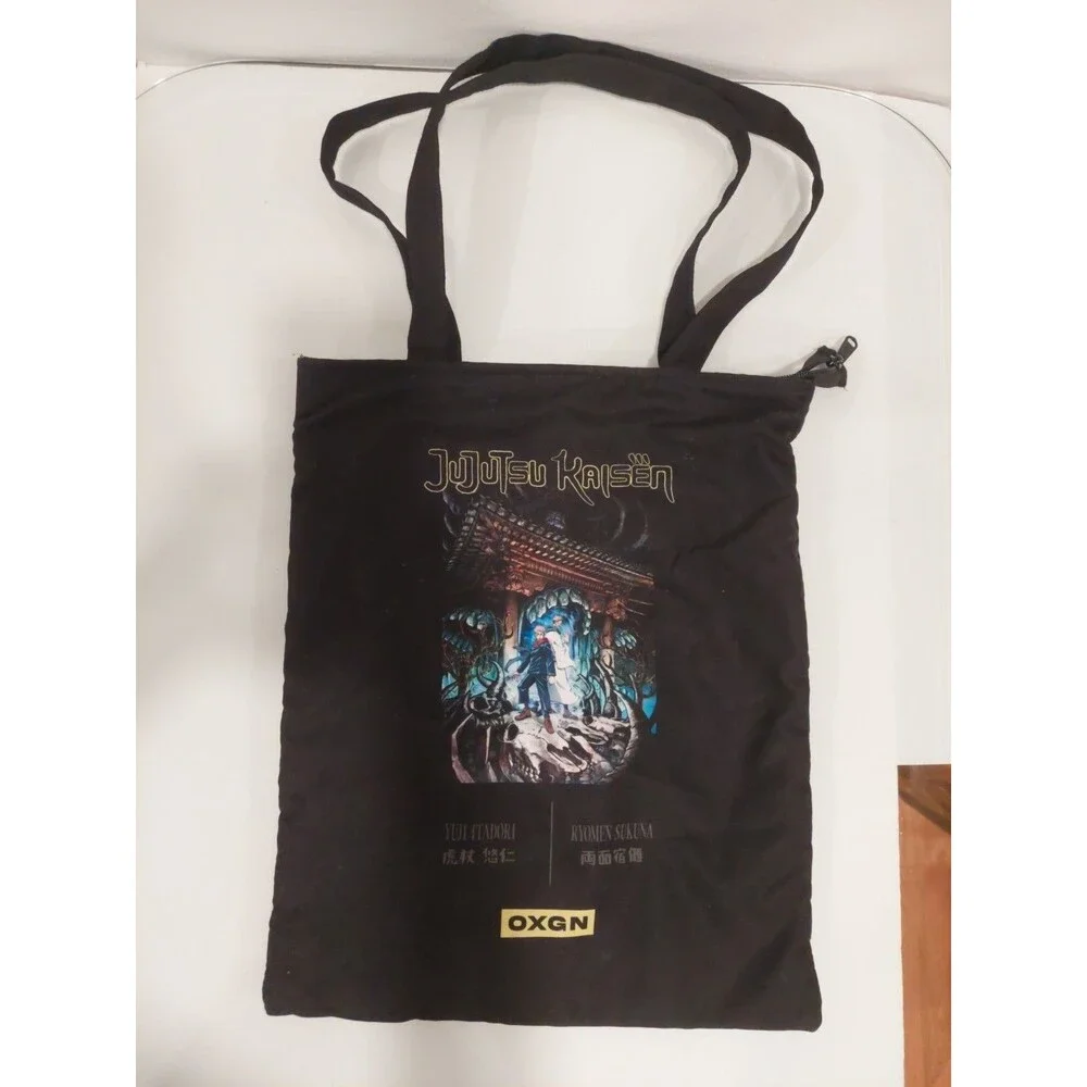 Japan Anime Jujutsu Kaisen Gojo Satoru Yuji & Sukuna Black Tote Bag By OXGN